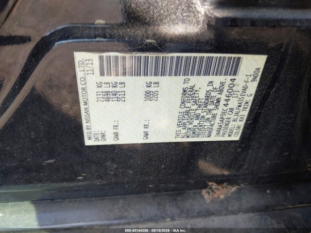 Aukcja sprzedaży 2014 Nissan Maxima 3.5 Sv, vin: 1N4AA5AP3EC446004, numer aukcji: 45144356