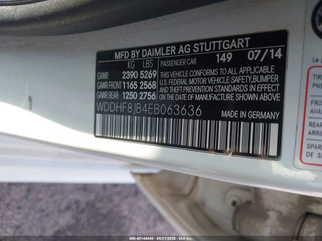 45144440 :رقم المزاد ، WDDHF8JB4EB063636 vin ، 2014 Mercedes-benz E 350 4matic مزاد بيع
