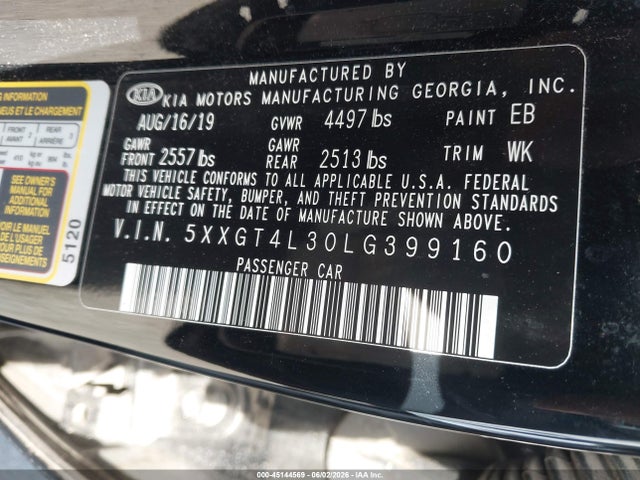 KIA Optima Lx 2020 5XXGT4L30LG399160 Image 9