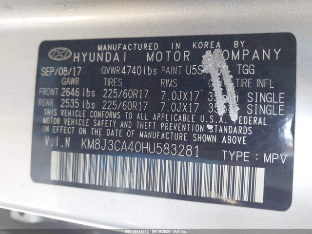 Hyundai TUCSON SE 2017 KM8J3CA40HU583281 Image 9