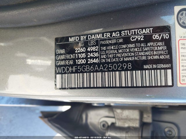 45144619 :رقم المزاد ، WDDHF5GB6AA250298 vin ، 2010 Mercedes-benz E 350 مزاد بيع