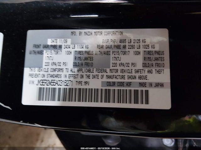 45144631 :رقم المزاد ، JM3ER2W55A0316271 vin ، 2010 Mazda Cx-7 I Sport مزاد بيع
