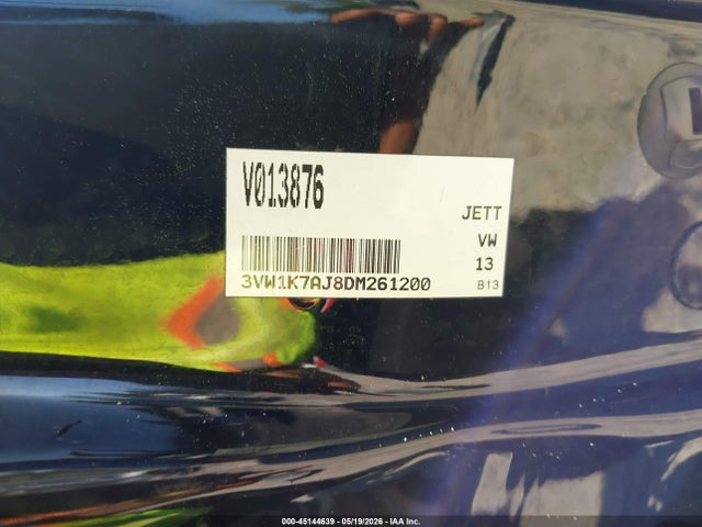45144639 :رقم المزاد ، 3VW1K7AJ8DM261200 vin ، 2013 Volkswagen Jetta 2.0l S مزاد بيع
