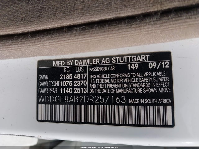 Aukcja sprzedaży 2013 Mercedes-benz C 300 Luxury 4matic, vin: WDDGF8AB2DR257163, numer aukcji: 45144664