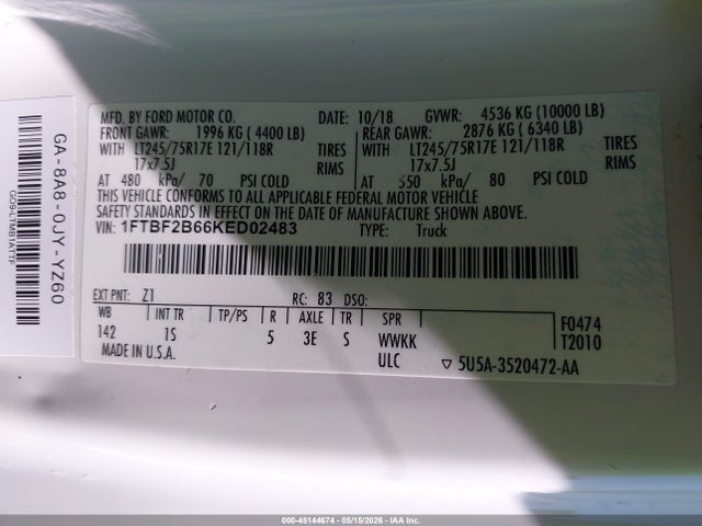 1FTBF2B66KED02483 Ford F-250 Xl