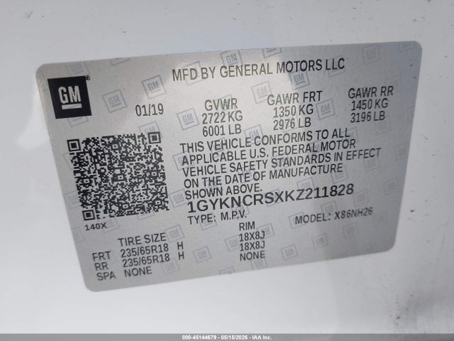 Aukcja sprzedaży 2019 Cadillac Xt5 Luxury, vin: 1GYKNCRSXKZ211828, numer aukcji: 45144679