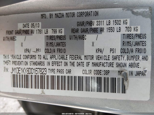 Продажа на аукционе авто 2013 Mazda Mazda2 Sport, vin: JM1DE1KY8D0167823, номер лота: 45144819