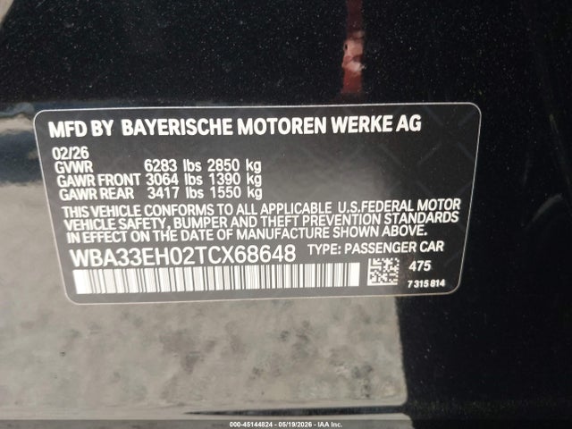 Продаж на аукціоні авто 2026 Bmw 740i Xdrive, vin: WBA33EH02TCX68648, номер лоту: 45144824