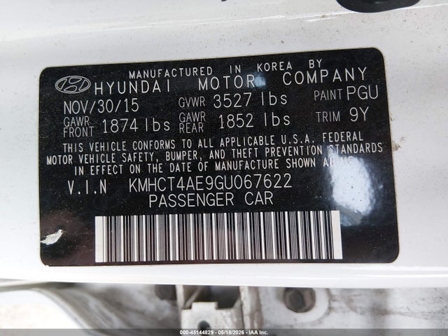 Hyundai ACCENT SE 2016 KMHCT4AE9GU067622 Image 9