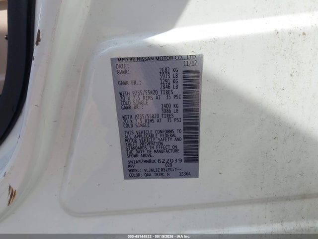 Aukcja sprzedaży 2013 Nissan Pathfinder Platinum, vin: 5N1AR2MM8DC622039, numer aukcji: 45144832