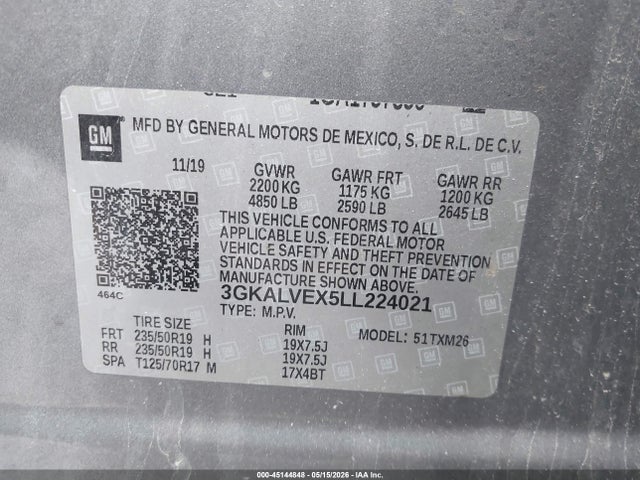45144848 :رقم المزاد ، 3GKALVEX5LL224021 vin ، 2020 Gmc Terrain Awd Slt مزاد بيع