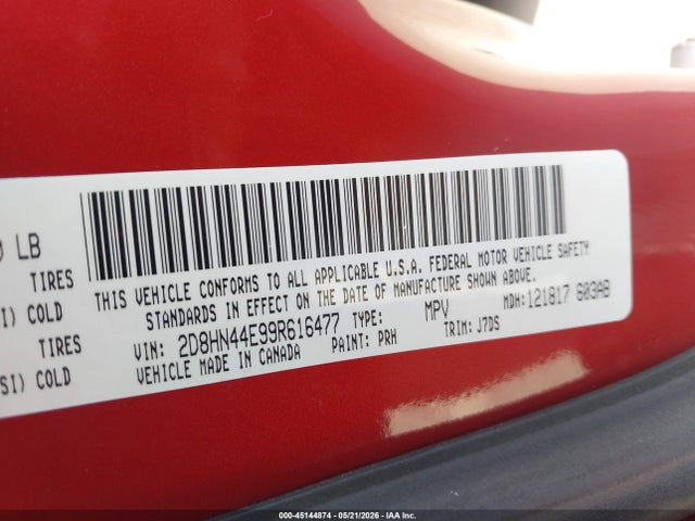Продаж на аукціоні авто 2009 Dodge Grand Caravan Se, vin: 2D8HN44E99R616477, номер лоту: 45144874