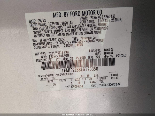 Aukcja sprzedaży 2014 Ford Taurus Sel, vin: 1FAHP2E88EG123350, numer aukcji: 45144963