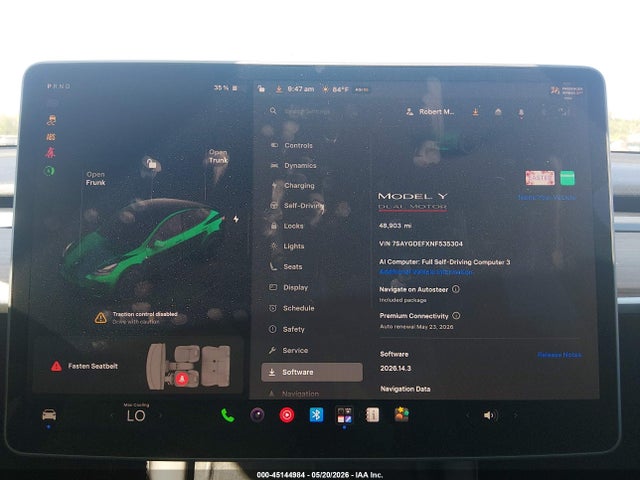 Aukcja sprzedaży 2022 Tesla Model Y Performance Dual Motor All-wheel Drive, vin: 7SAYGDEFXNF535304, numer aukcji: 45144984