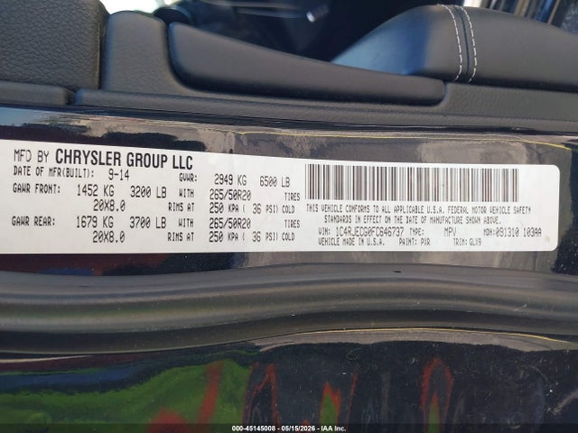 Aukcja sprzedaży 2015 Jeep Grand Cherokee Overland, vin: 1C4RJECG0FC646737, numer aukcji: 45145008