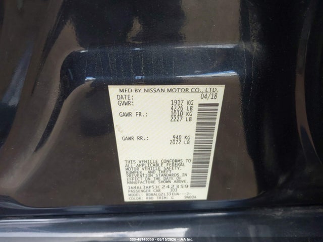 1N4AL3AP5JC242359 Nissan Altima 2.5 S