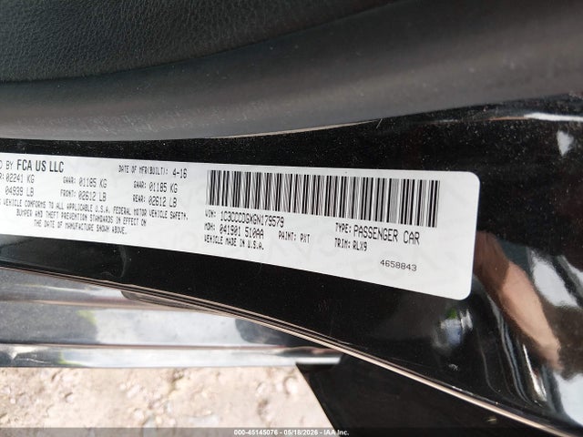 Продажа на аукционе авто 2016 Chrysler 200 S, vin: 1C3CCCDGXGN179579, номер лота: 45145076