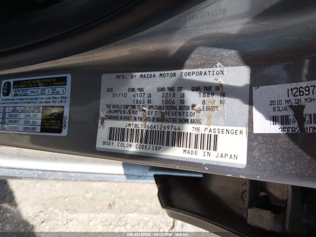 45145085 :رقم المزاد ، JM1BL1H66A1269744 vin ، 2010 Mazda Mazda3 S Sport مزاد بيع
