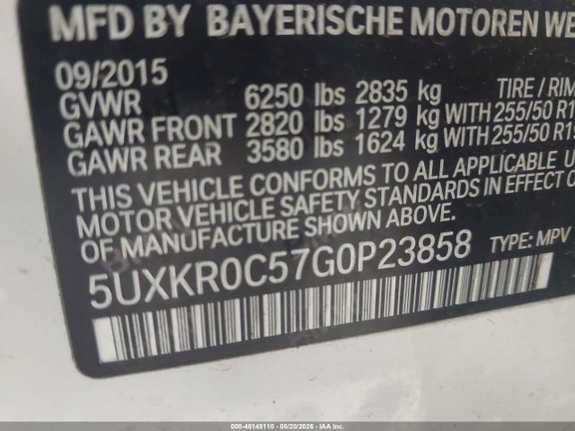 Aukcja sprzedaży 2016 Bmw X5 Xdrive35i, vin: 5UXKR0C57G0P23858, numer aukcji: 45145110