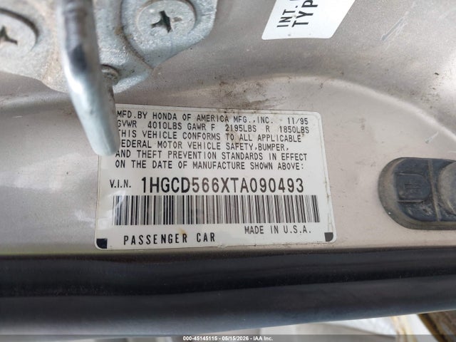 Продаж на аукціоні авто 1996 Honda Accord Ex, vin: 1HGCD566XTA090493, номер лоту: 45145115