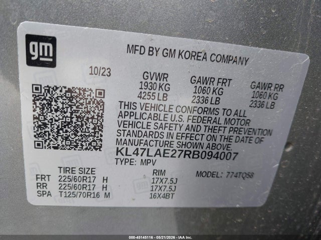 Продаж на аукціоні авто 2024 Buick Envista Preferred Fwd, vin: KL47LAE27RB094007, номер лоту: 45145116