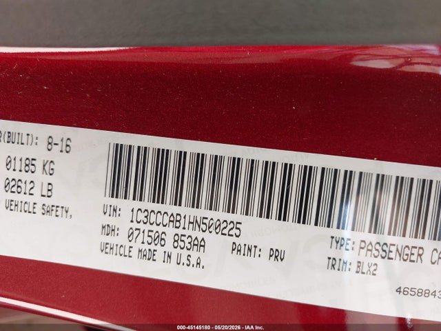 Aukcja sprzedaży 2017 Chrysler 200 Limited Platinum, vin: 1C3CCCAB1HN500225, numer aukcji: 45145180