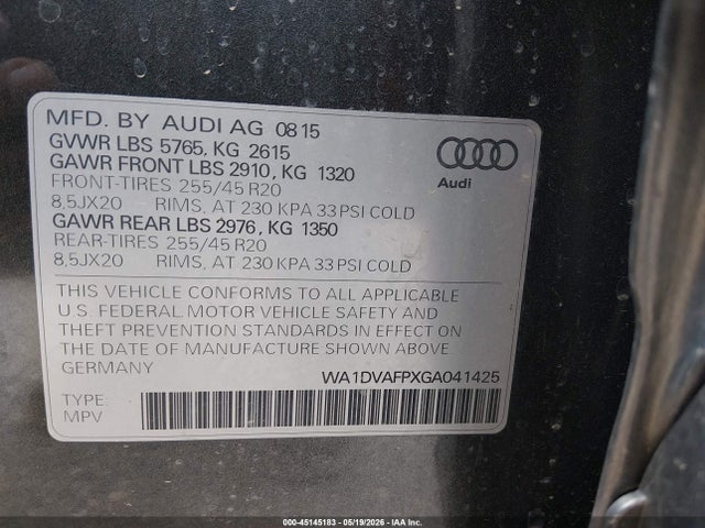 WA1DVAFPXGA041425 Audi Q5 3.0 Tdi Premium Plus