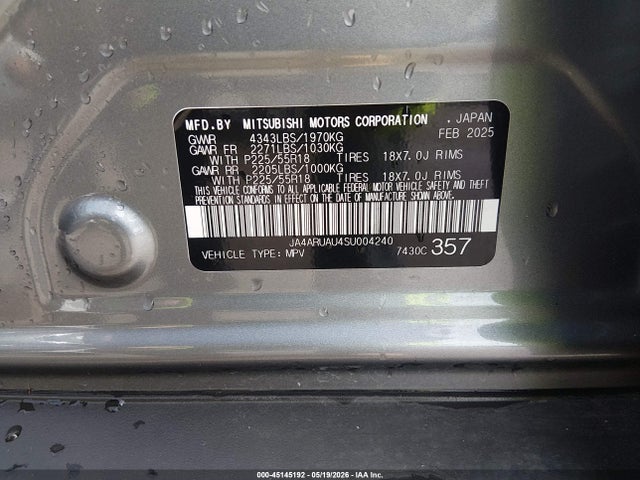 Aukcja sprzedaży 2025 Mitsubishi Outlander Sport 2.0 Es Awc/2.0 Le Awc/2.0 S Awc/2.0 Se Awc/2.0 Trail Edition Awc, vin: JA4ARUAU4SU004240, numer aukcji: 45145192
