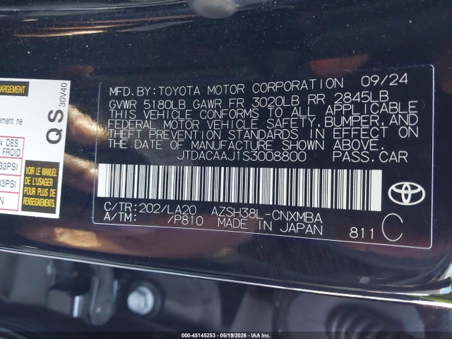 2025 Toyota Crown Signia Xle მანქანა იყიდება აუქციონზე, vin: JTDACAAJ1S3008800, აუქციონის ნომერი: 45145253