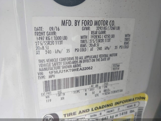 Aukcja sprzedaży 2017 Ford Expedition Limited, vin: 1FMJU1KT9HEA22062, numer aukcji: 45145262