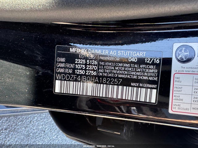 Aukcja sprzedaży 2017 Mercedes-benz E 300, vin: WDDZF4JB0HA182257, numer aukcji: 45145283