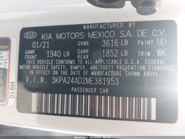 KIA RIO LX 2021 3KPA24AD2ME381953 Image 9