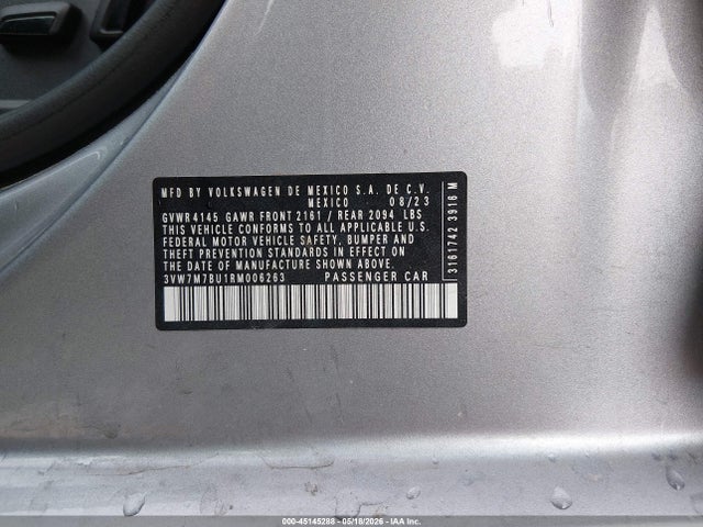 45145288 :رقم المزاد ، 3VW7M7BU1RM006263 vin ، 2024 Volkswagen Jetta 1.5t Se مزاد بيع