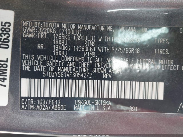 Продажа на аукционе авто 2014 Toyota Sequoia Sr5 5.7l V8, vin: 5TDZY5G14ES054272, номер лота: 45145293