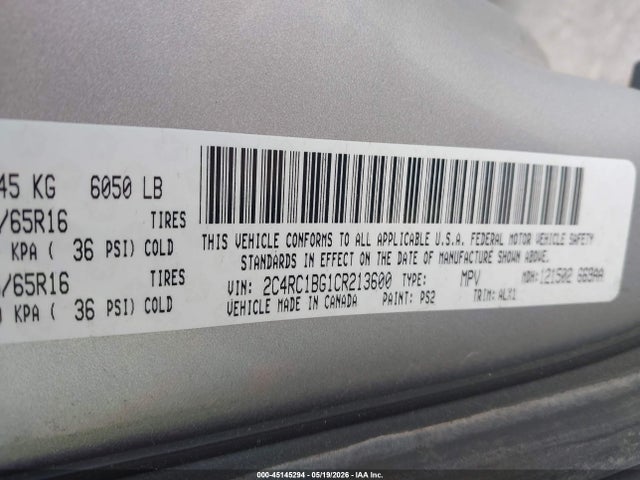 Продаж на аукціоні авто 2012 Chrysler Town & Country Touring, vin: 2C4RC1BG1CR213600, номер лоту: 45145294