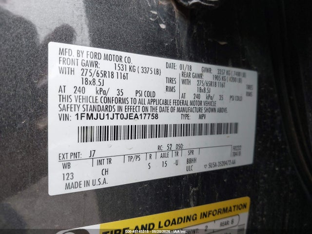 Ford Expedition Xlt 2018 1FMJU1JT0JEA17758 Image 9