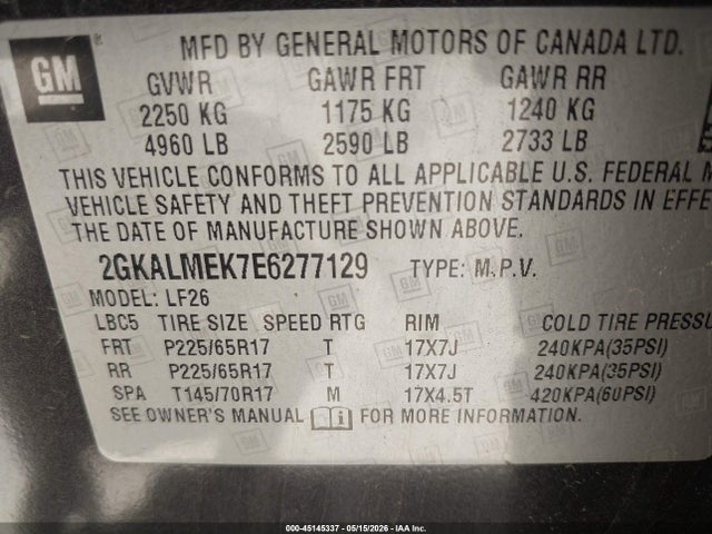 Aukcja sprzedaży 2014 Gmc Terrain Sle-1, vin: 2GKALMEK7E6277129, numer aukcji: 45145337