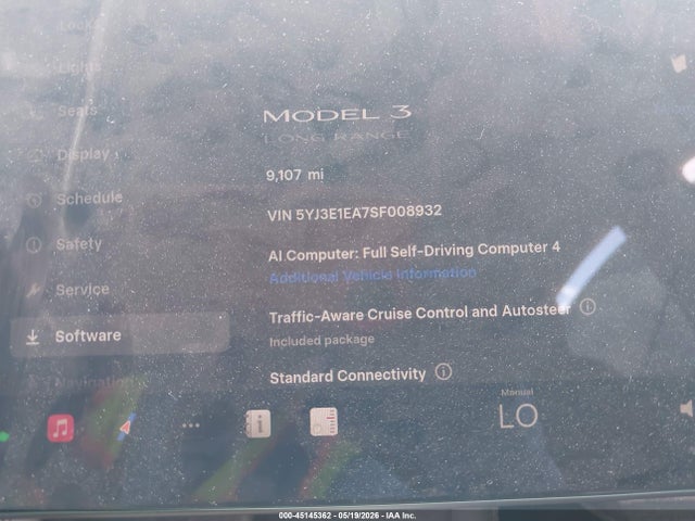 Продаж на аукціоні авто 2025 Tesla Model 3 Long Range Rear-wheel Drive/standard Rear-wheel Drive, vin: 5YJ3E1EA7SF008932, номер лоту: 45145362