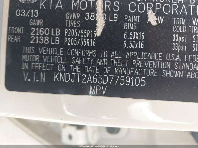 Aukcja sprzedaży 2013 Kia Soul +, vin: KNDJT2A65D7759105, numer aukcji: 45145363