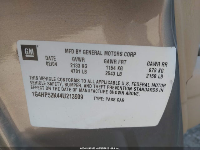 Aukcja sprzedaży 2004 Buick Lesabre Custom, vin: 1G4HP52K44U213909, numer aukcji: 45145369
