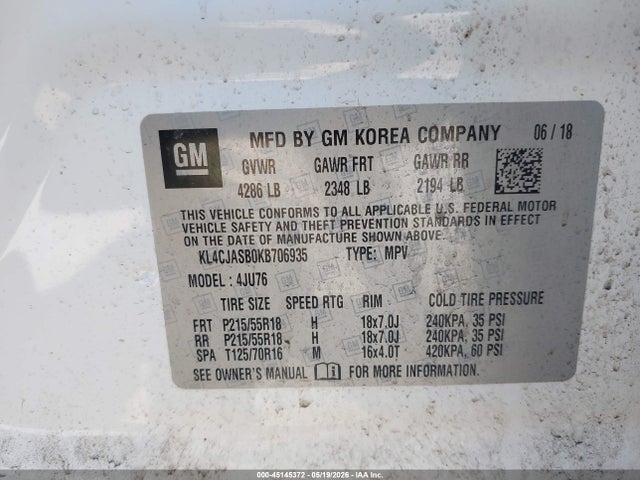 Aukcja sprzedaży 2019 Buick Encore Fwd Preferred, vin: KL4CJASB0KB706935, numer aukcji: 45145372