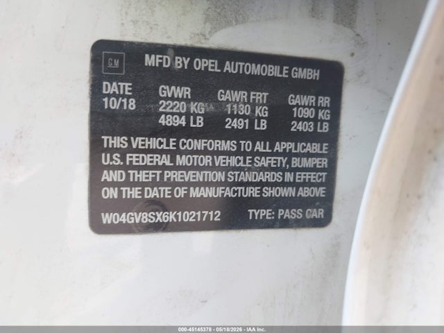 Aukcja sprzedaży 2019 Buick Regal Tourx Awd Essence, vin: W04GV8SX6K1021712, numer aukcji: 45145378
