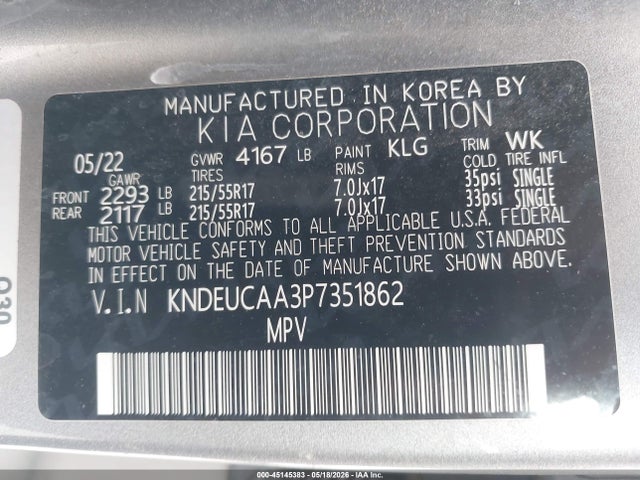 Продажа на аукционе авто 2023 Kia Seltos S, vin: KNDEUCAA3P7351862, номер лота: 45145383