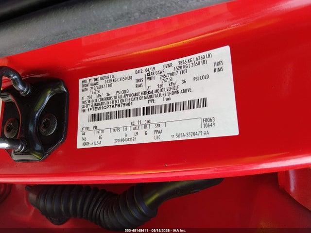 Продаж на аукціоні авто 2019 Ford F-150 Xl, vin: 1FTEW1CP7KFB75901, номер лоту: 45145411
