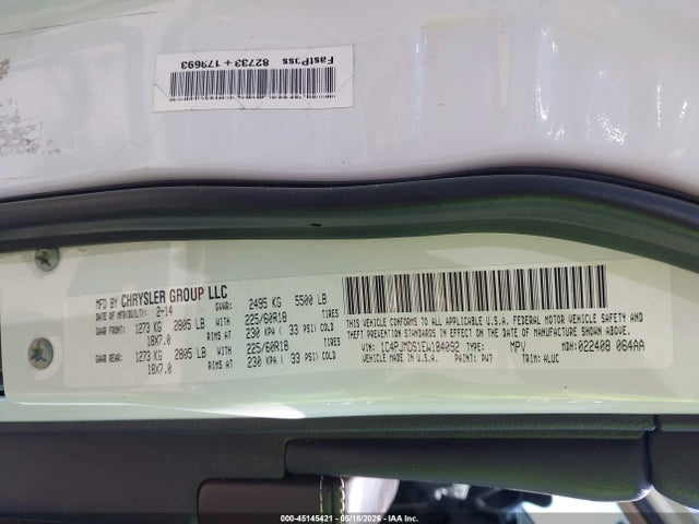 45145421 :رقم المزاد ، 1C4PJMDS1EW184092 vin ، 2014 Jeep Cherokee Limited مزاد بيع