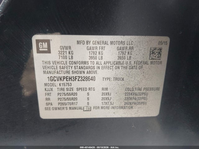 1GCVKPEH3FZ328640 Chevrolet Silverado 1500 Wt