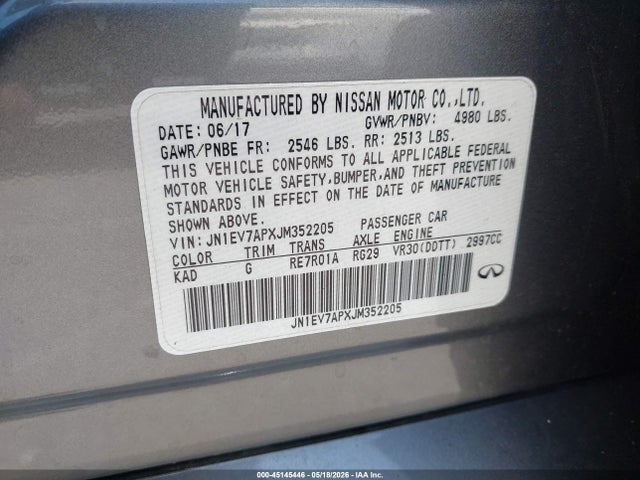 JN1EV7APXJM352205 Infiniti Q50 3.0t Luxe