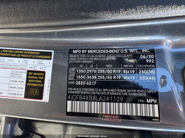 Продажа на аукционе авто 2020 Mercedes-benz Gle 350 4matic, vin: 4JGFB4KB8LA241129, номер лота: 45145457