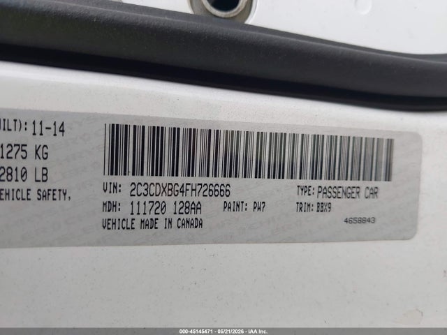 Продаж на аукціоні авто 2015 Dodge Charger Se, vin: 2C3CDXBG4FH726666, номер лоту: 45145471