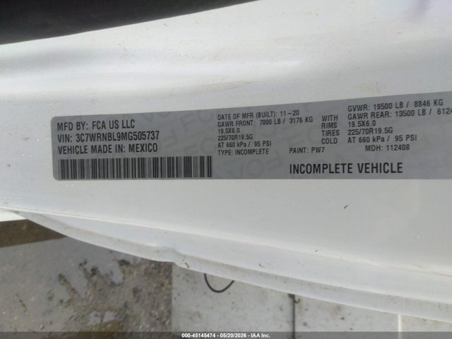 Auction sale of the 2021 Ram 5500 Chassis Tradesman/slt, vin: 3C7WRNBL9MG505737, lot number: 45145474
